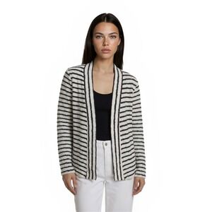 Postmark Anthropologie Cardigan Womens Size Medium Black White Lace Top Sweater